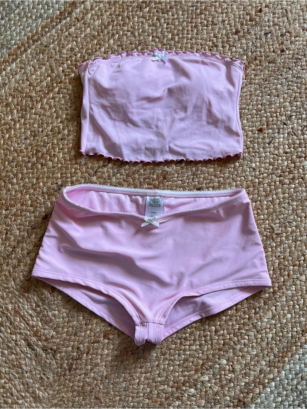 Wild Fable Light Pink Bandeau & Boyshort swimsuit Set